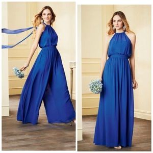 Alfred Angelo Navy blue halter pants dress